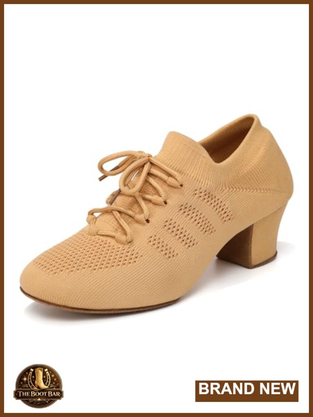 Women's Knit Latin Dance Shoes 2" Block Heel Suede Sole Ballroom Salsa Tango
